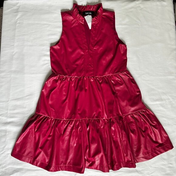 New Fabrik Rose Margie Faux Leather Tiered Mini Dress Size Small - Picture 3 of 4